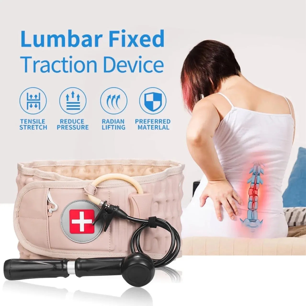 Inflatable Waist Belt PU Leather Relieves Low Back Pain Air Traction Bracket Adult Support Fixed Waist Protective Gear Unisex