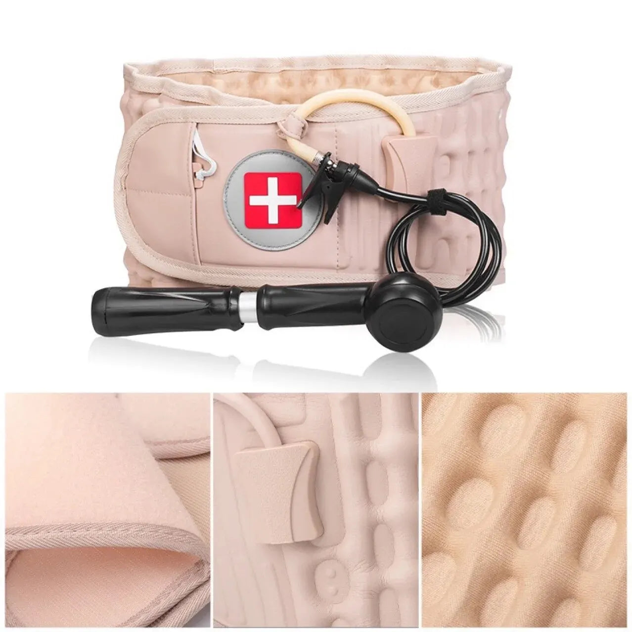 Inflatable Waist Belt PU Leather Relieves Low Back Pain Air Traction Bracket Adult Support Fixed Waist Protective Gear Unisex
